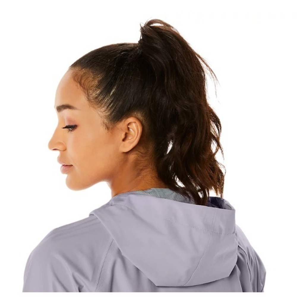 ASICS® (Women's LARGE) Waterproof Jacket in Piedmont Grey/Dusk Violet - $110 - Picture 7 of 10
